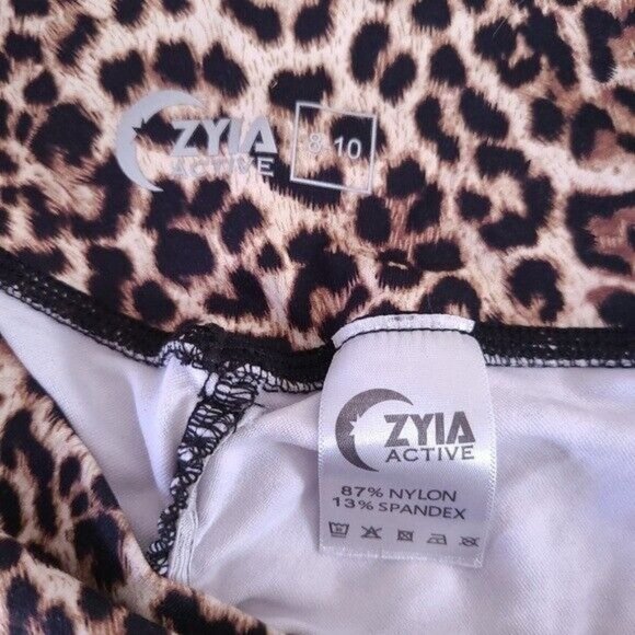 Zyia Active Womens 7/8 Cheeky Leopard Ruched Leggings Pants Size 8 10 - Picture 9 of 11